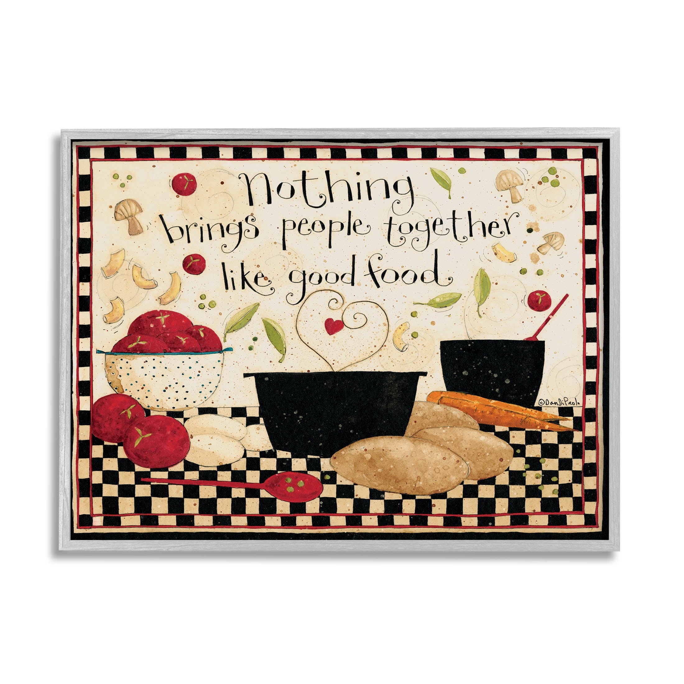 Good Food Brings People Together Phrase Food & Beverage Graphic Art Gray Framed Art Print Wall Art