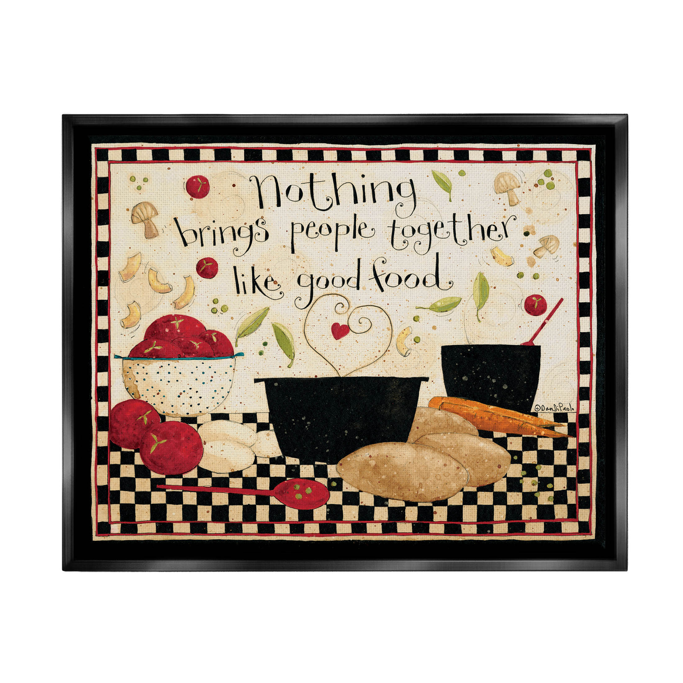 Good Food Brings People Together Phrase Food & Beverage Graphic Art Jet Black Framed Art Print Wall Art