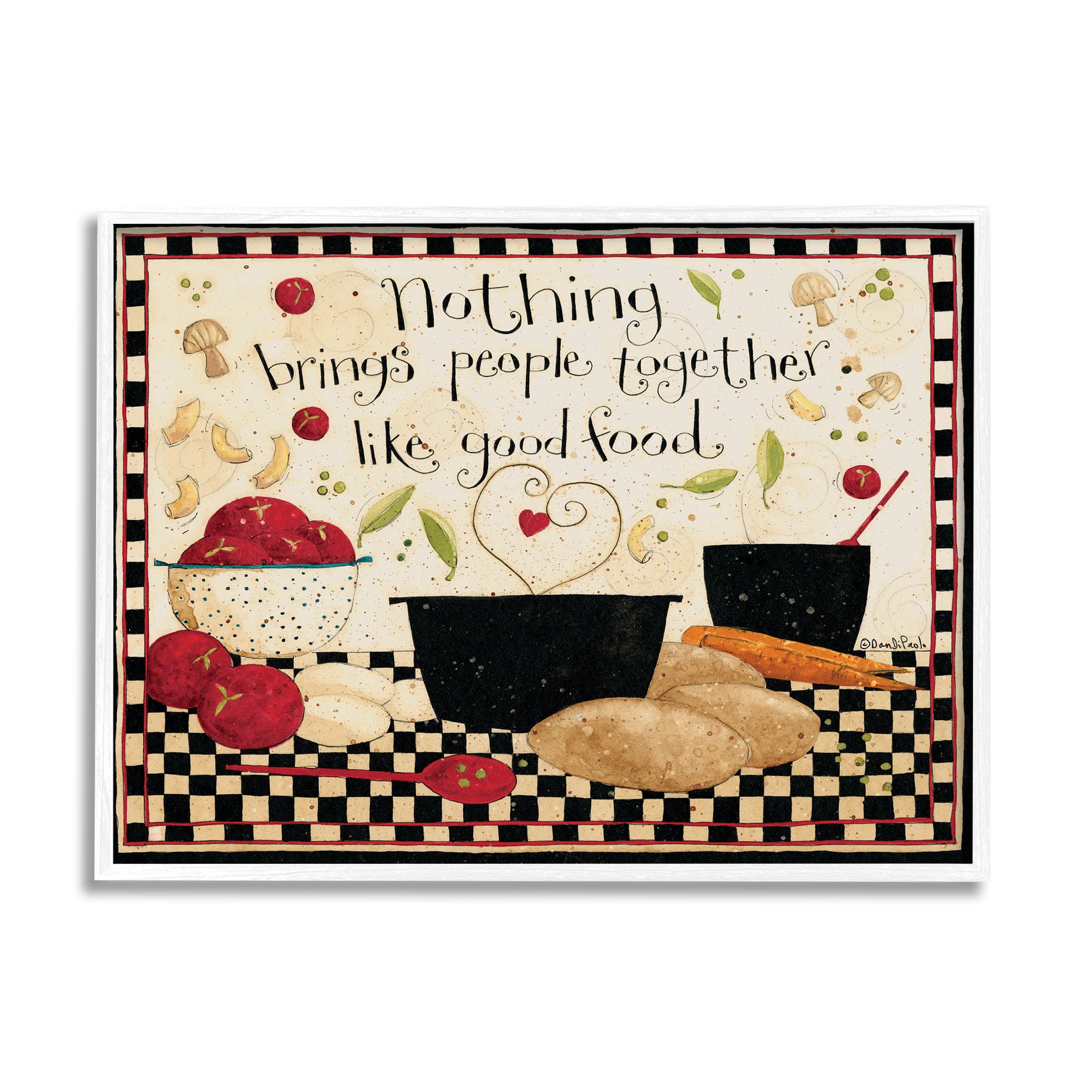 Good Food Brings People Together Phrase Food & Beverage Graphic Art White Framed Art Print Wall Art