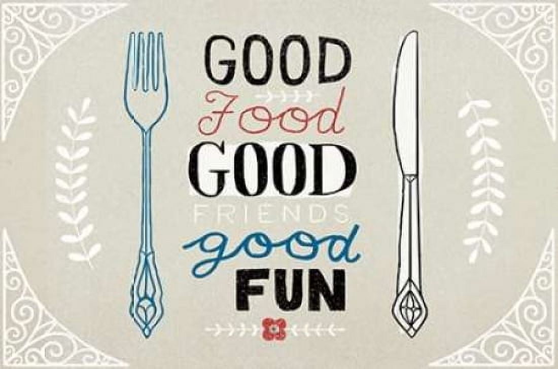 Good Food Friends Fun Horizontal Canvas Art - Oliver Towne (24 x 36)