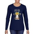 thumbnail image 1 of Good Food Good Mood Funny Cute Cow Animal Lover Womens Graphic Long Sleeve T-Shirt, Navy, Medium, 1 of 3