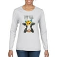thumbnail image 1 of Good Food Good Mood Funny Cute Cow Animal Lover Womens Graphic Long Sleeve T-Shirt, White, Medium, 1 of 3