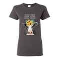 thumbnail image 1 of Good Food Good Mood Funny Cute Cow Animal Lover Womens Graphic T-Shirt, Charcoal, Large, 1 of 3