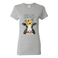 thumbnail image 1 of Good Food Good Mood Funny Cute Cow Animal Lover Womens Graphic T-Shirt, Heather Grey, Medium, 1 of 3