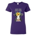 thumbnail image 1 of Good Food Good Mood Funny Cute Cow Animal Lover Womens Graphic T-Shirt, Purple, 3XL, 1 of 3