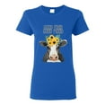 thumbnail image 1 of Good Food Good Mood Funny Cute Cow Animal Lover Womens Graphic T-Shirt, Royal, Large, 1 of 3