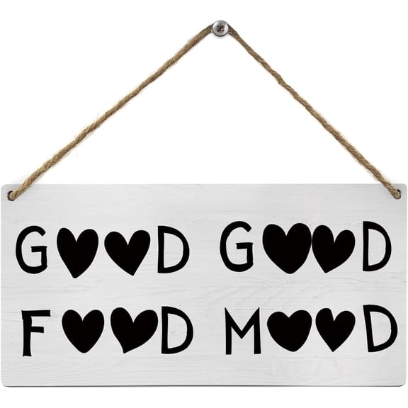 Good Food Good Mood Kitchen Signs Wall Decor,Funny Chef Quote Aesthetic Kitchen Wooden Sign Plaque Wall Hanging 6x12 Inch