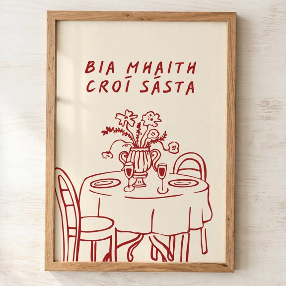 Good Food Happy Heart Irish Kitchen Retro Red Wall Decor Unframed Paper Print