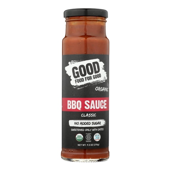 (6 Pack) Good Food For Good BBQ Sauce, 9.5 Oz