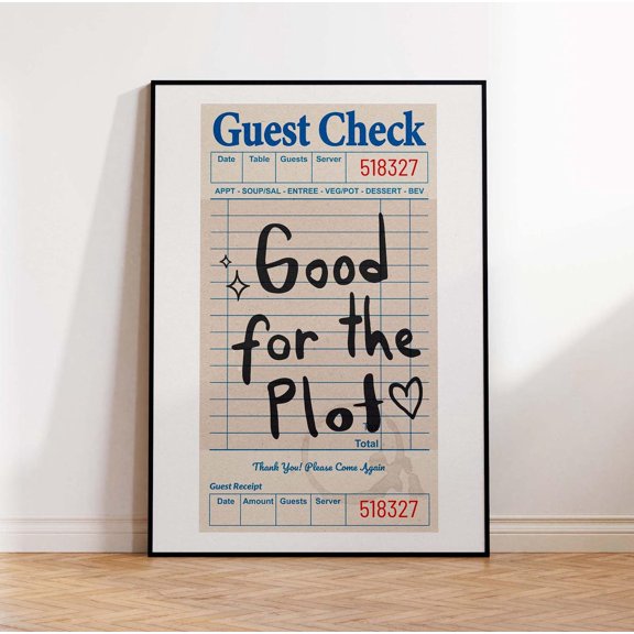Good For The Plot Wall Art Print, Preppy Guest Check Quote Art