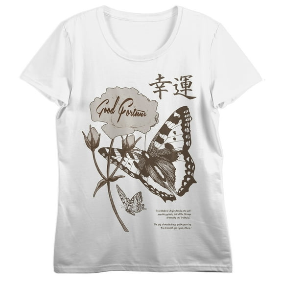 Good Fortune Butterflies Women's White Short Sleeve Tee-3XL