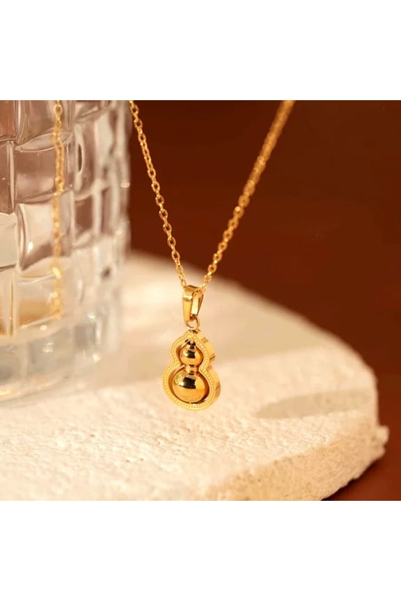 Good Fortune Gourd Necklace, Plated Cross Chain, High-End Fashion Office Accessory, For Women