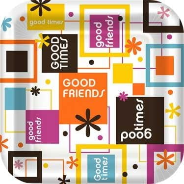 Good Friends Good Times Gift Adult Birthday Party 7" Square Paper Dessert Plates