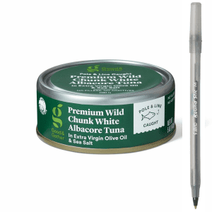 Good & Gather Chunk White Premium Wild Albacore Tuna In Extra Virgin Olive Oil & Sea Salt with pan