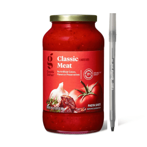 Good & Gather Classic Meat Pasta Sauce with pan
