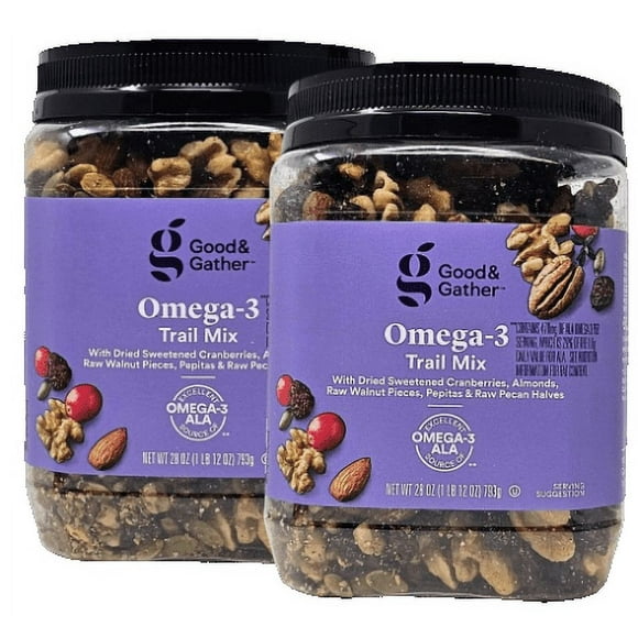 Good & Gather Omega-3 Trail Mix Snack Food 28 Ounces (Pack of 2)