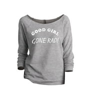 Good Girl Gone Rad Women's Fashion Slouchy 3/4 Sleeves Raglan Sweatshirt Sport Grey 2X-Large