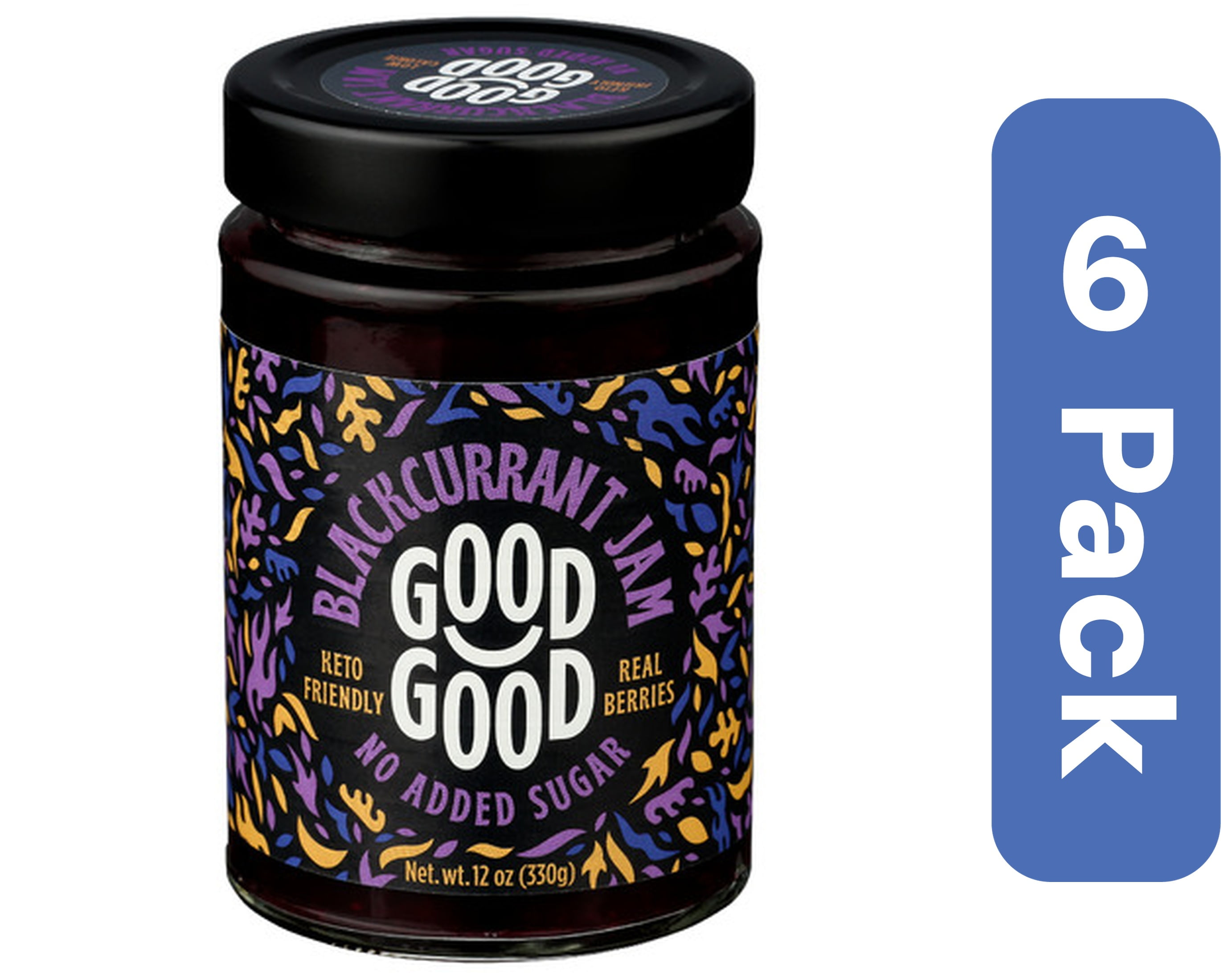 Good Good Jam Sweet Blackcurrant 12 oz (Pack of 6)