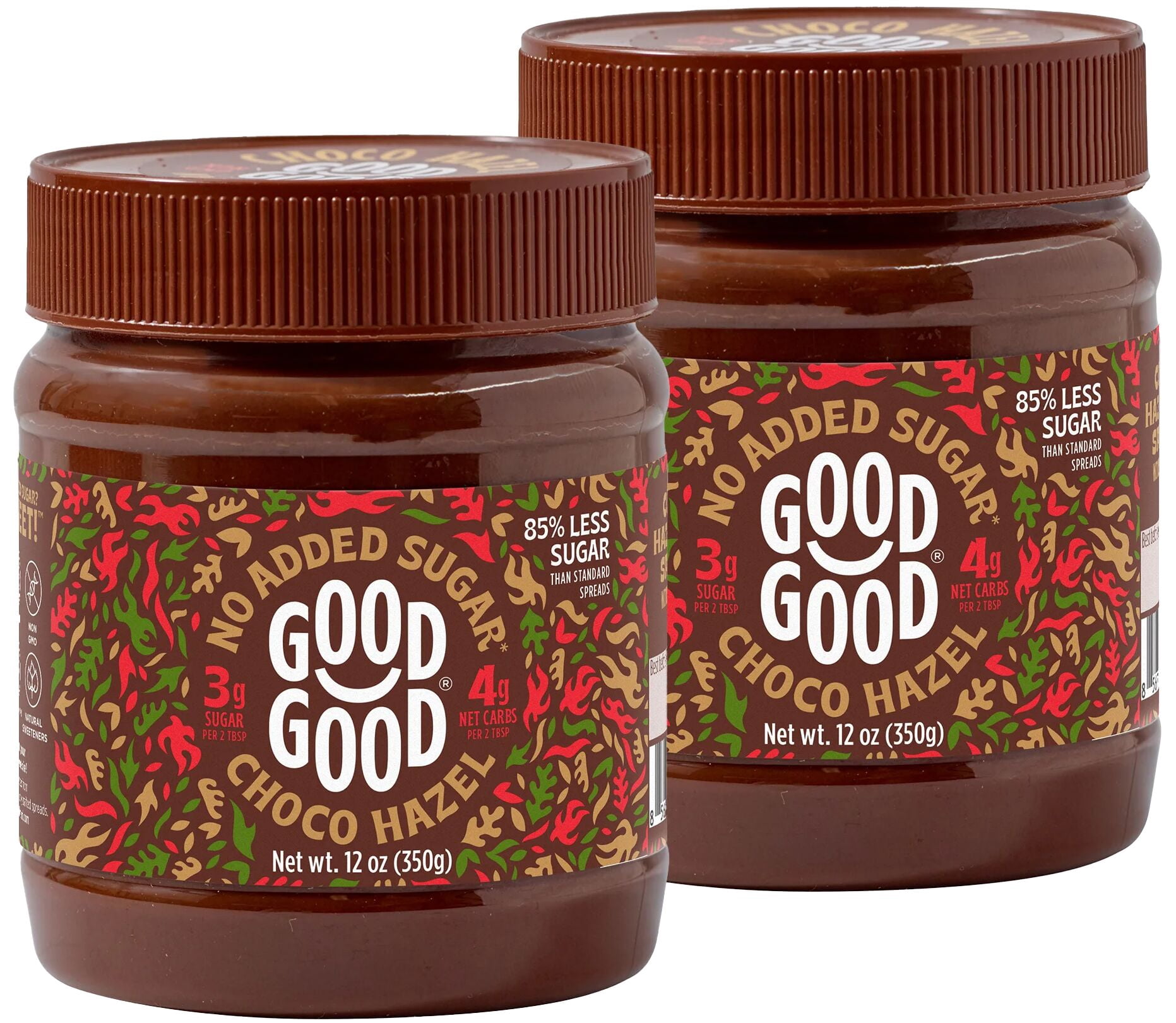 GOOD GOOD Choco Hazelnut Spread with Cocoa, No Added Sugar, 12 oz, 2 Pack