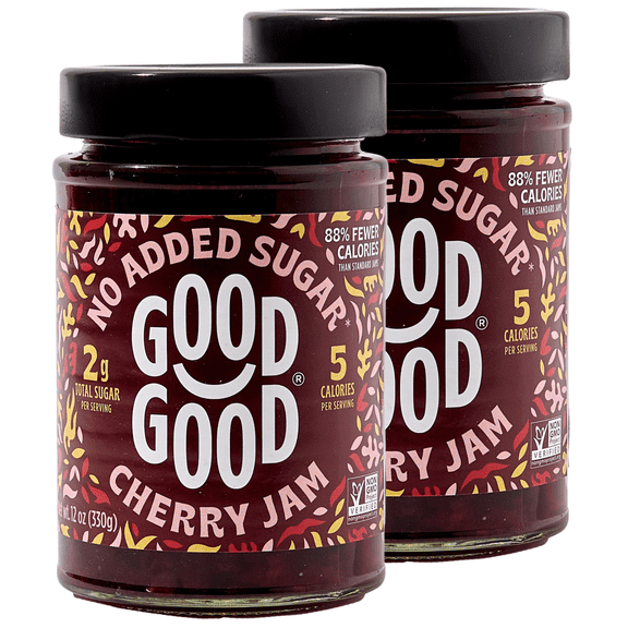 GOOD GOOD Cherry Jam, No Added Sugar, Keto Friendly, Low Calorie, 12 oz, 2 pack