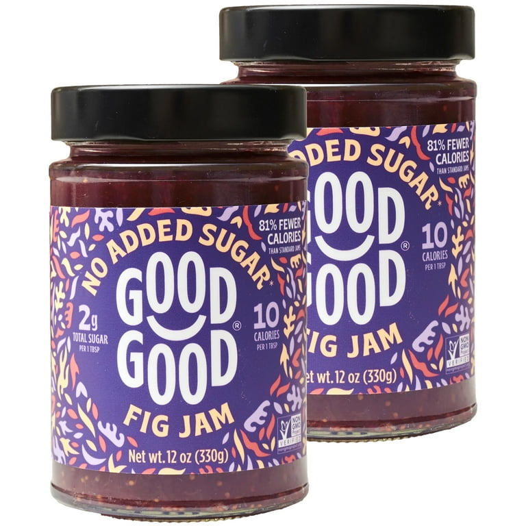 GOOD GOOD No Added Sugar Fig Jam, Low Calorie, Keto Friendly, 12