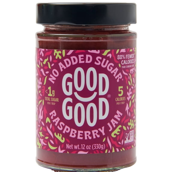 GOOD GOOD Raspberry Jam, No Added Sugar, Low Calorie, Keto Friendly, 12 oz