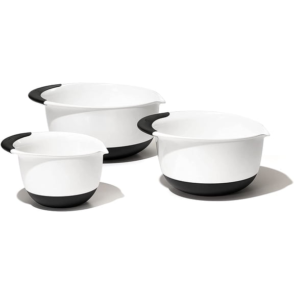 Good Grips 3- Piece Plastic Mixing Bowl Set, 2500 ml,White/Black