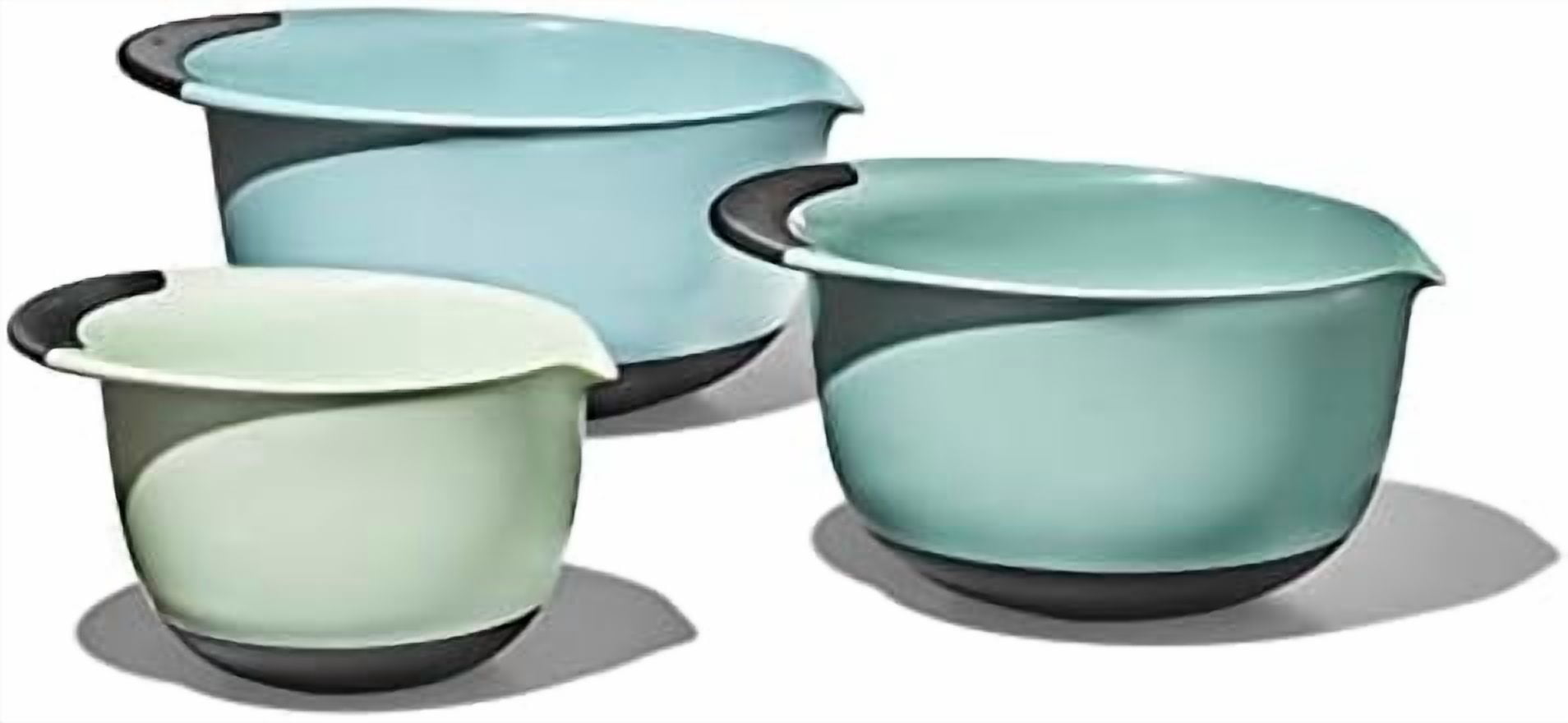 Good Grips 3-Piece Plastic Mixing Bowl Set - Cadet Blue, Tower Gray, Jade, Small, Medium, Large