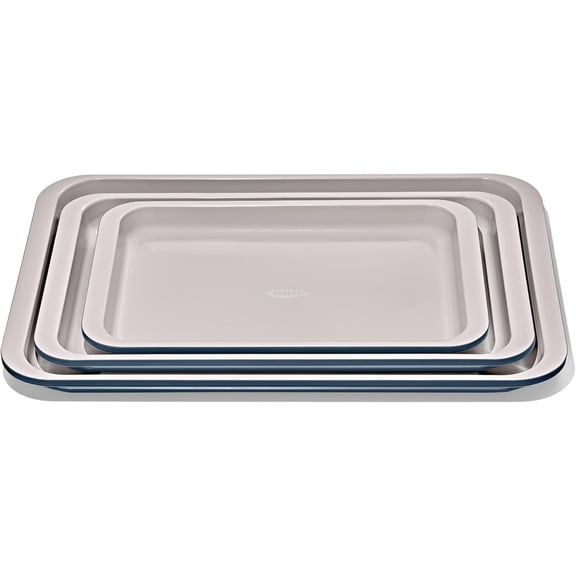 Good Grips Non-Stick Pro Ceramic Coated Metal Bakeware 3-Piece Sheet Pan Set Storm Blue