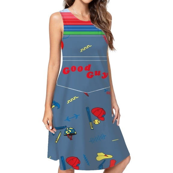 Good Guys Child'S Play Spring Summer Dresses For Women Fashion Dress Casual Sleeveless Loose Sundress With Pockets