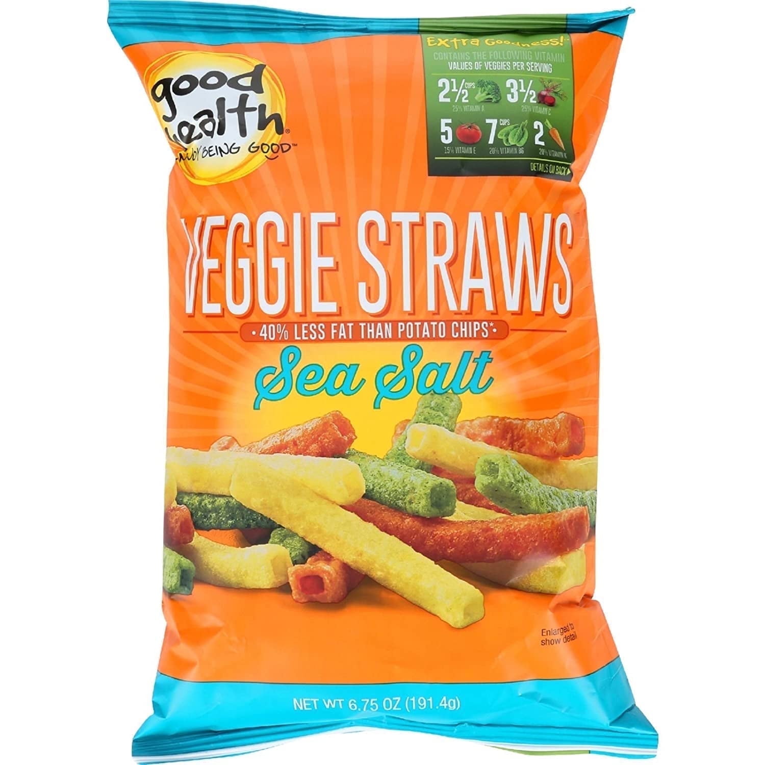 Good Health Inc. Veggie Straws Sea Salt 6.75 oz Pack of 2