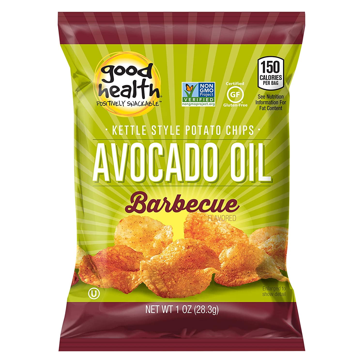 Good Health Kettle Style Potato Chips, Avocado Oil, Barbecue, 1 oz bag, 30 Pack Gluten Free