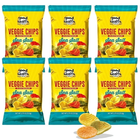 Good Health Veggie Chips with Sea Salt Flavor Gluten Cholesterol Free Vegetable Chips with Colorful Crispy Crunchy Texture for Kids Adults Snacks Movie Night Home Office Pantry Stock 2.75oz Pack of 6