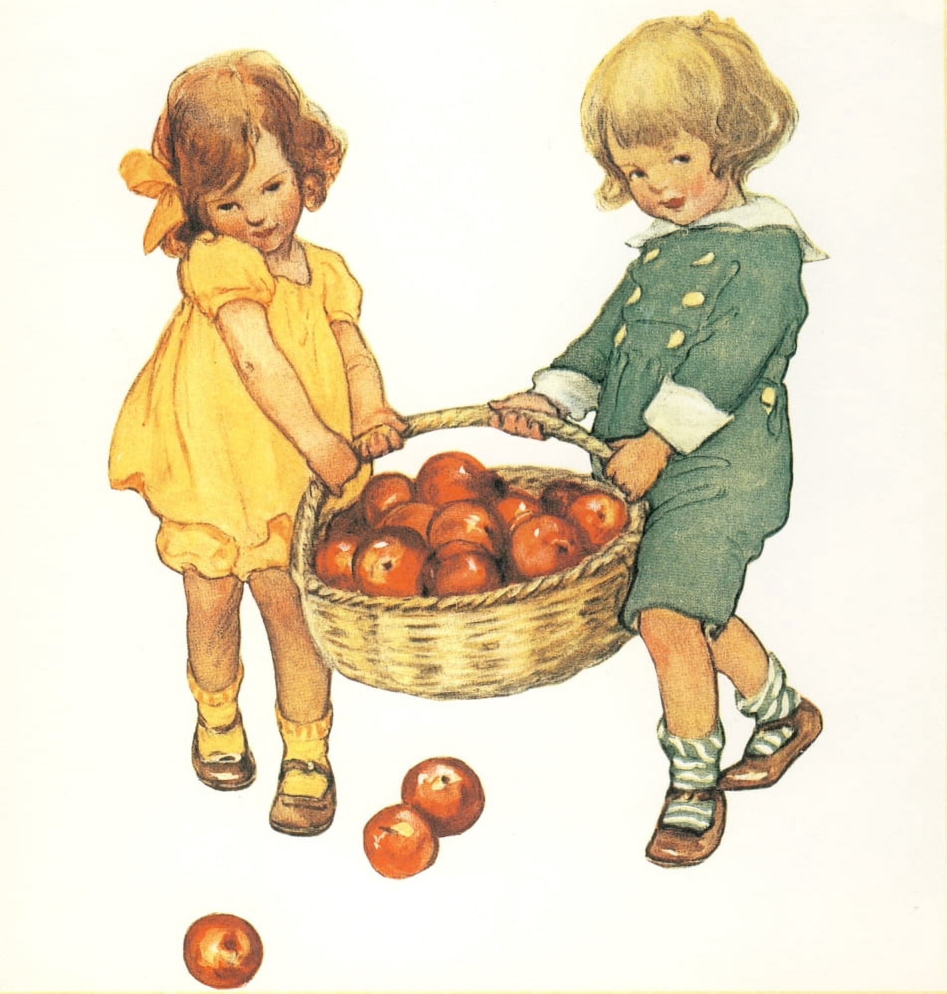 Good Housekeeping Basket of apples Canvas Art - Jessie Willcox Smith (18 x 24)