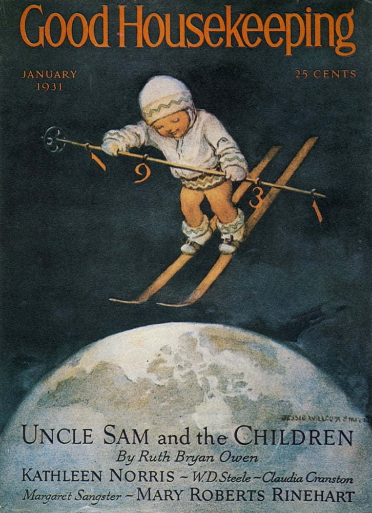 Good Housekeeping Jan 1931 Skiing Canvas Art - Jessie Willcox Smith (18 x 24)