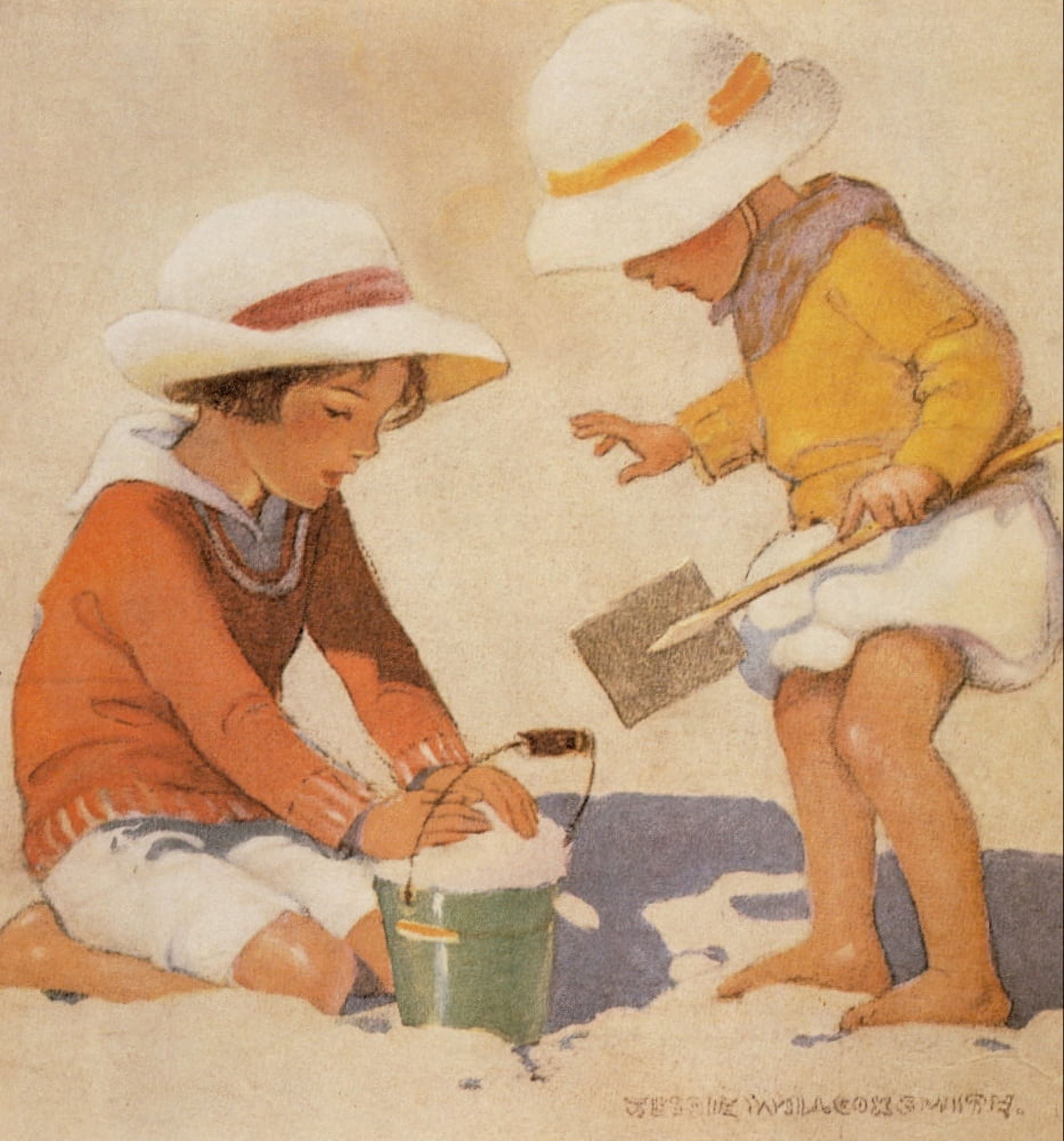 Good Housekeeping Making sandcastles Canvas Art - Jessie Willcox Smith (18 x 24)