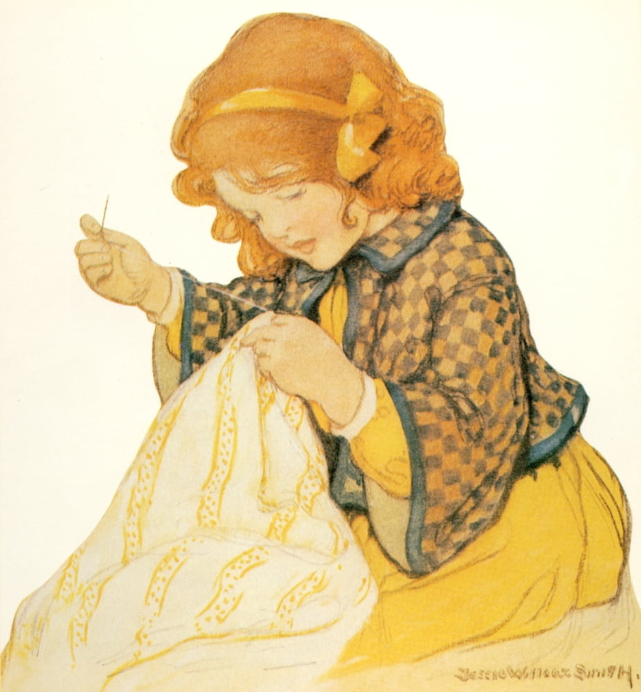 Good Housekeeping Mar 1926 Sewing Canvas Art - Jessie Willcox Smith (24 x 36)