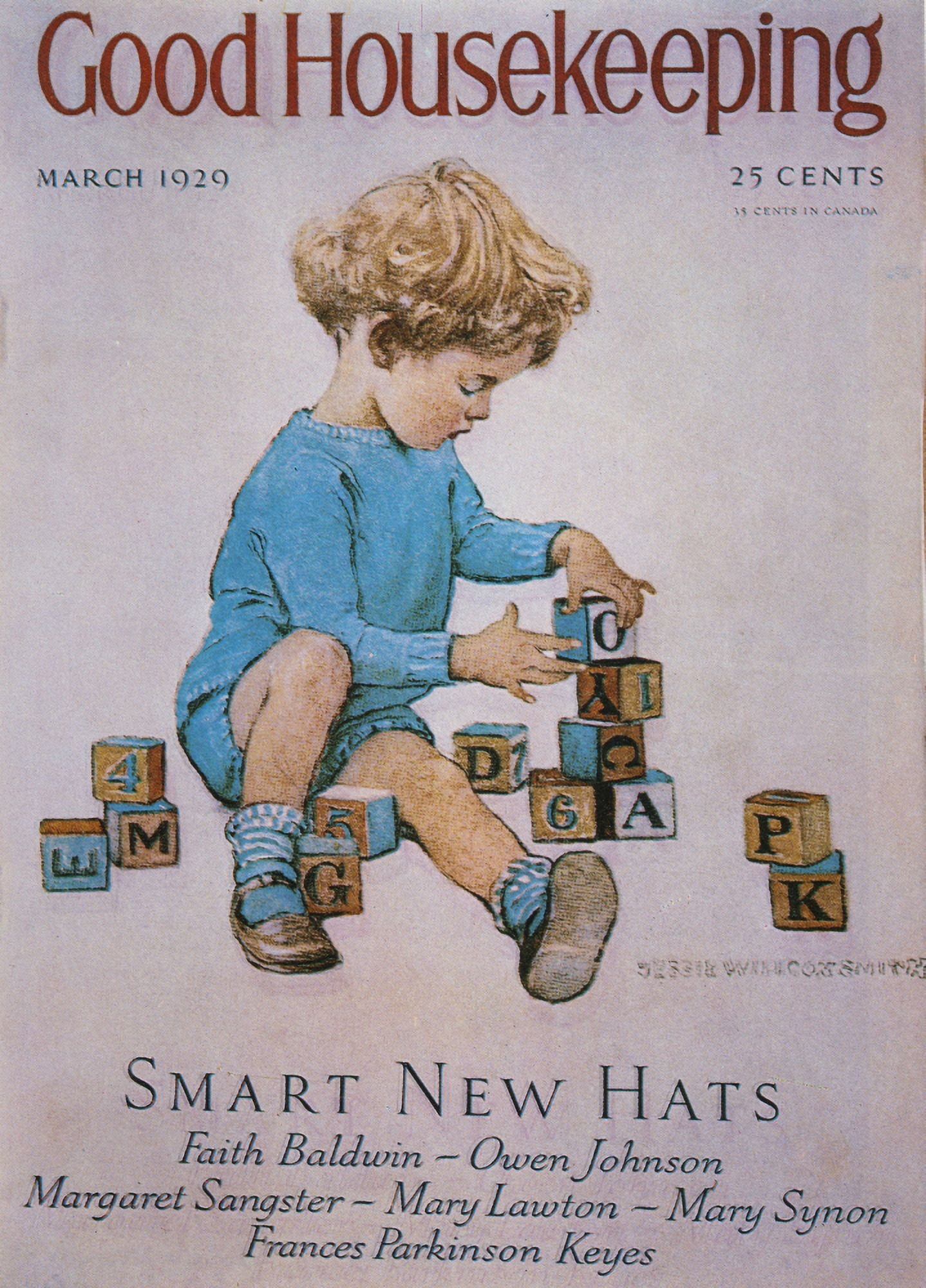 Good Housekeeping Mar 1929 Building blocks Canvas Art - Jessie Willcox Smith (18 x 24)