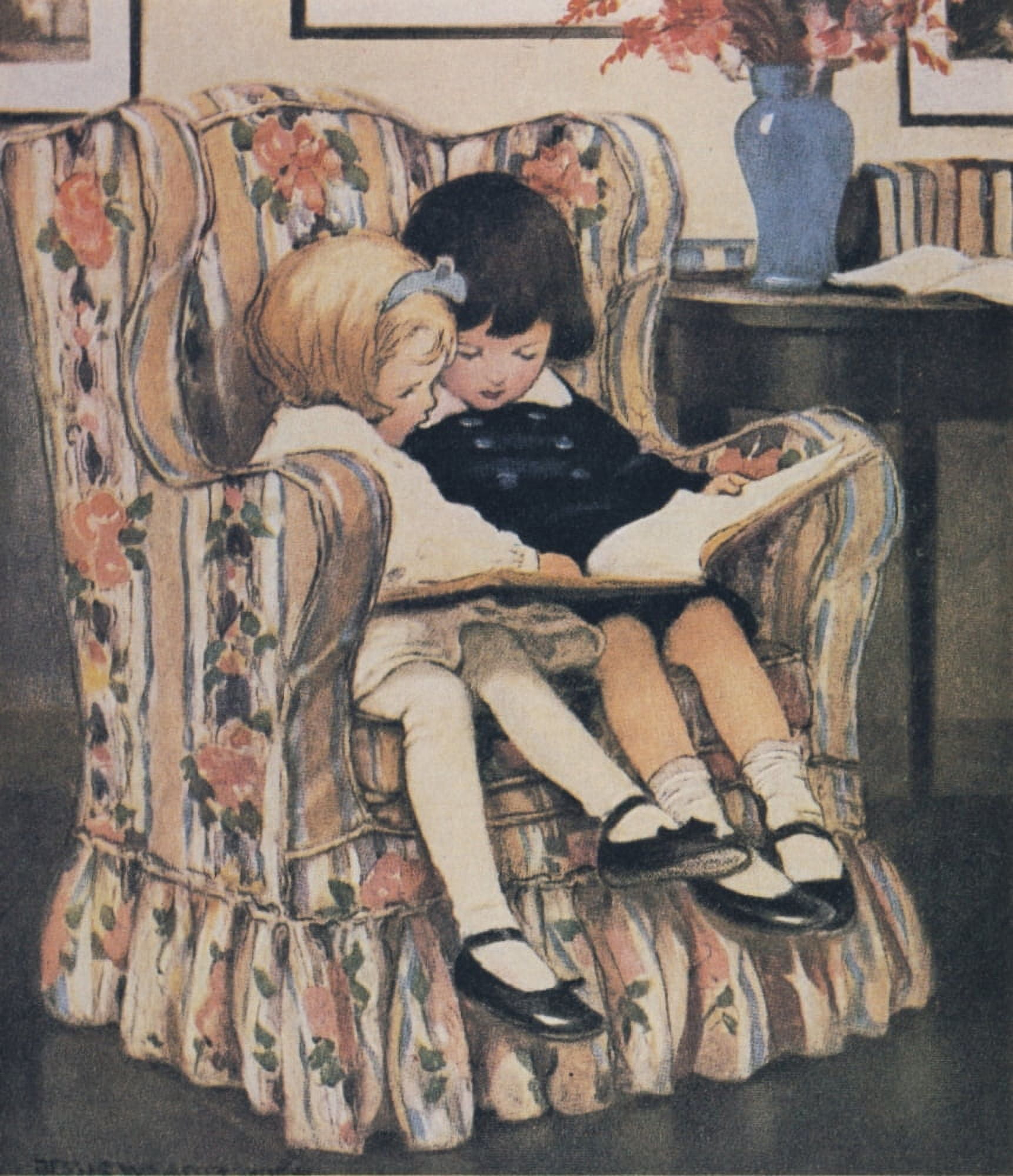 Good Housekeeping Nov 1921 Reading together Canvas Art - Jessie Willcox Smith (24 x 36)