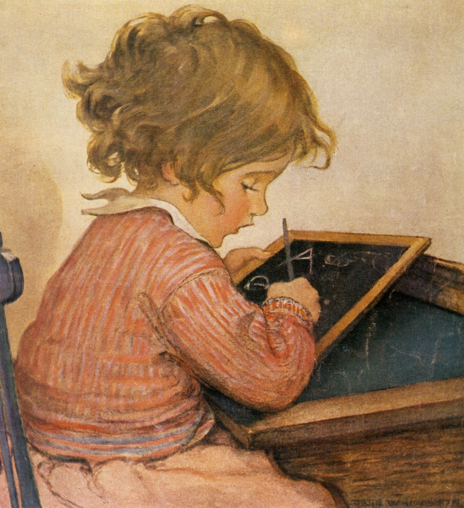 Good Housekeeping Oct 1920 At school Canvas Art - Jessie Willcox Smith (24 x 36)