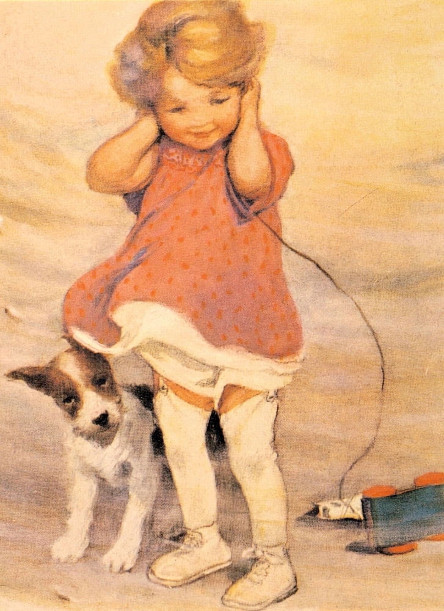 Good Housekeeping Walking puppy Canvas Art - Jessie Willcox Smith (24 x 36)