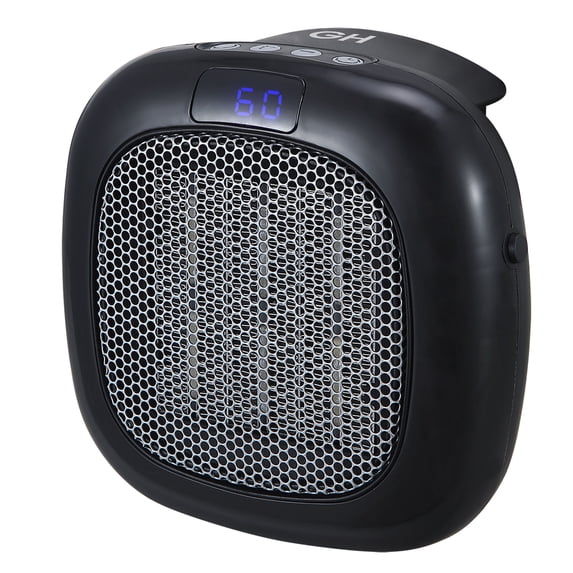Good Housekeeping Wall-Mount Indoor Space Heater w/ Thermostat, 750W, Black