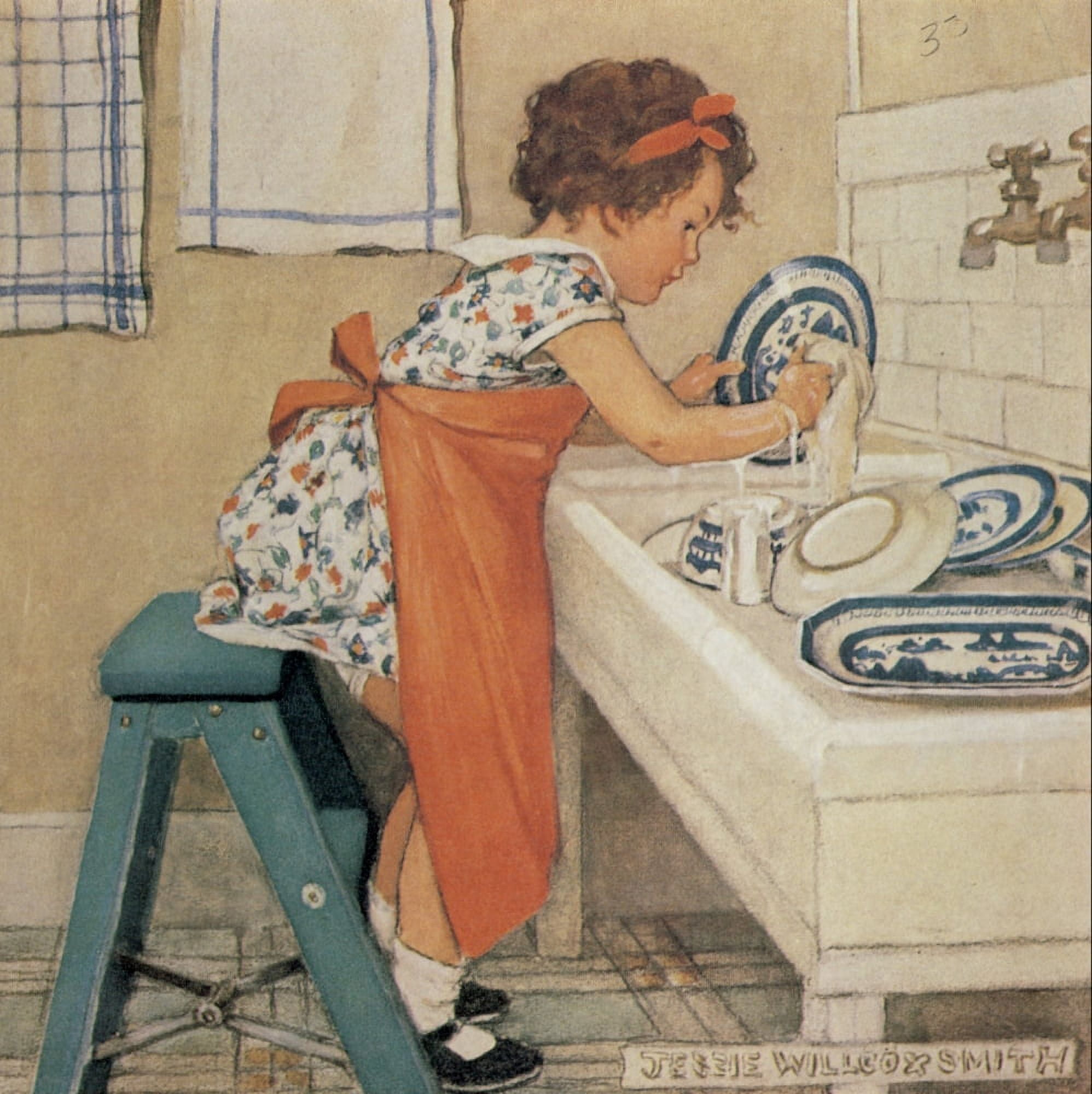 Good Housekeeping Washing up Canvas Art - Jessie Willcox Smith (18 x 24)
