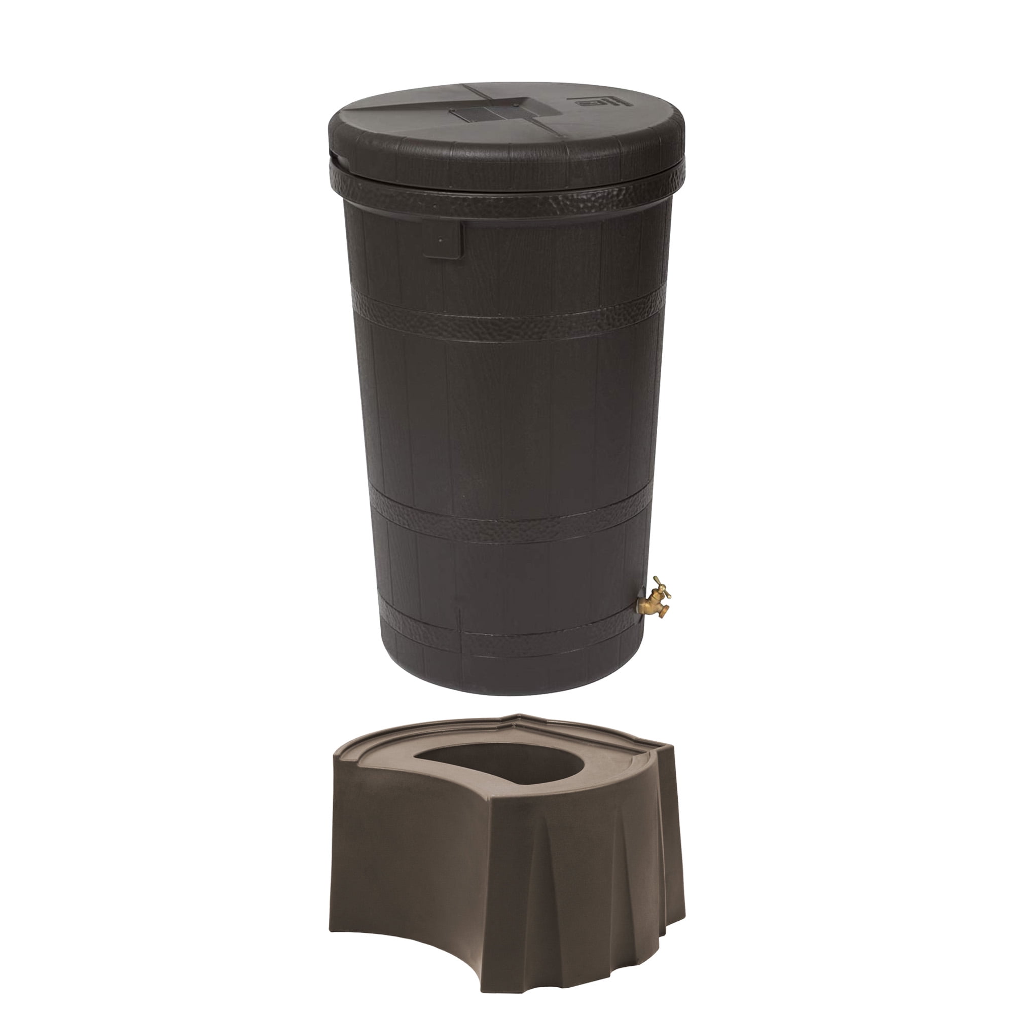 Good Ideas Aspen ECO 50 Gallon Rain Barrel Rain Collector Saver w/ Brass Spigot