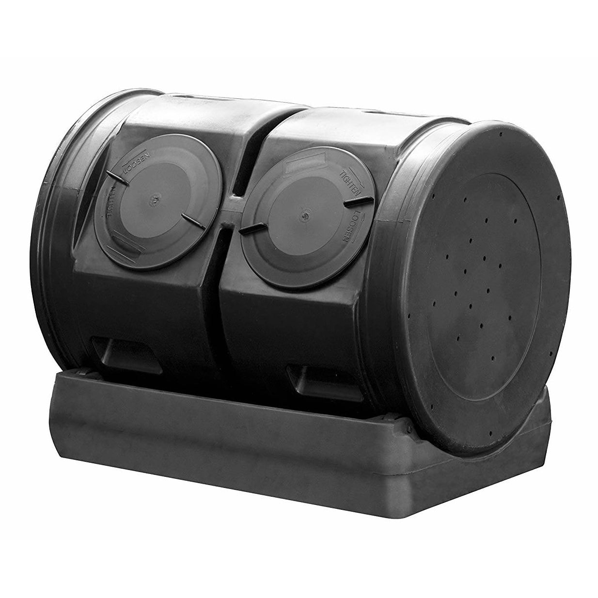 Large Black Polyethylene Dual Tumbler Compost Bin with Latching Lid