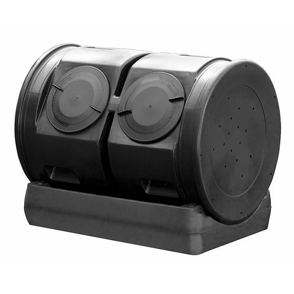 Good Ideas Compost Wizard Outdoor Dual Tumbler Compost Container, Black