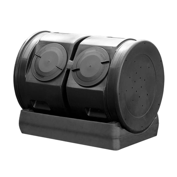Good Ideas Compost Wizard Outdoor Dual Tumbler Composter, Black