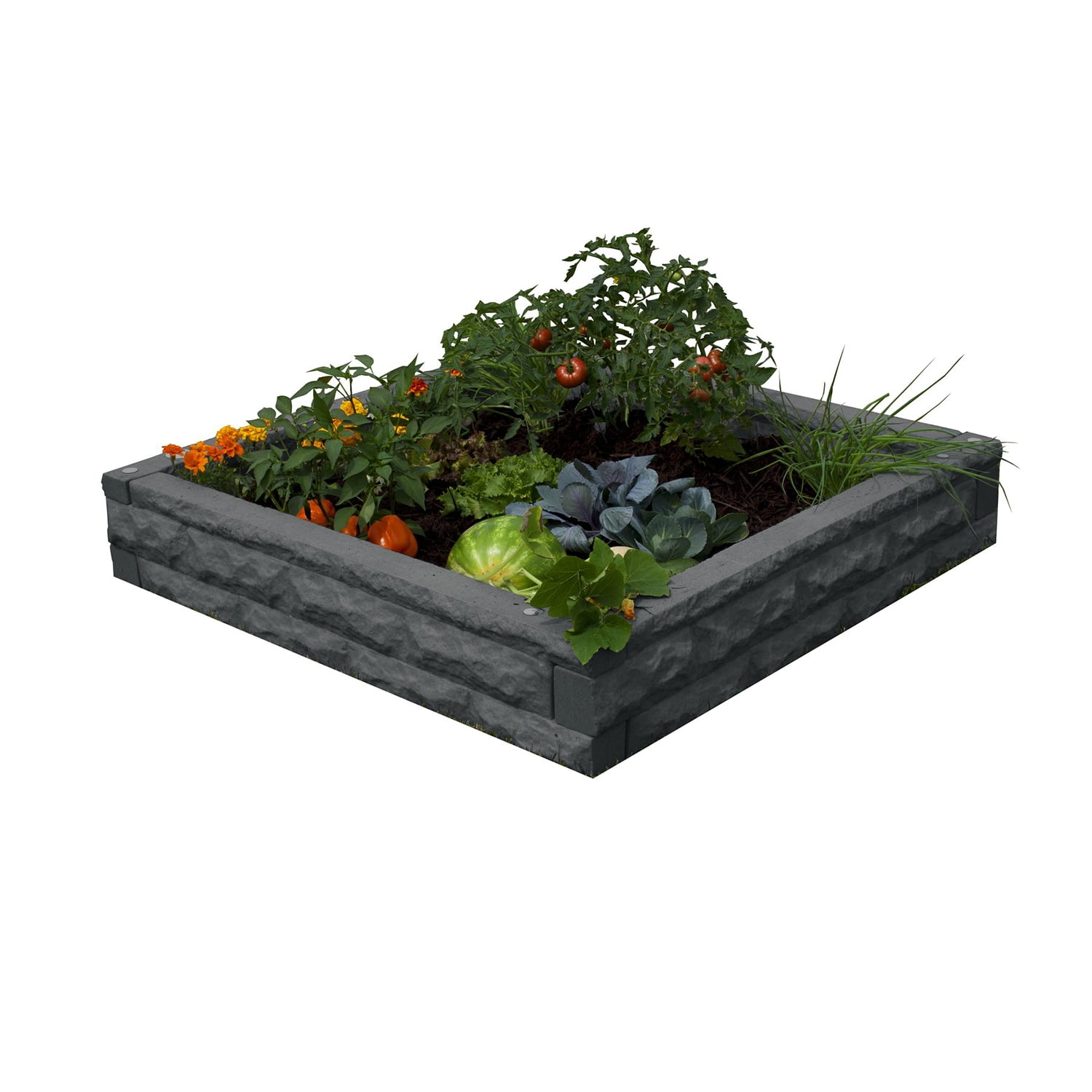 Dark Granite Self-Watering Raised Garden Bed with Polyethylene Walls
