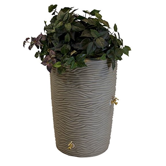 Good Ideas Imp-L50-Kha Impressions Palm Rain Barrel, 50 Gallon, Khaki