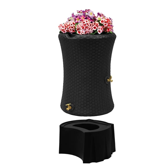 Good Ideas Impressions 50 Gal Nantucket Rain Barrel Planter, Universal Stand